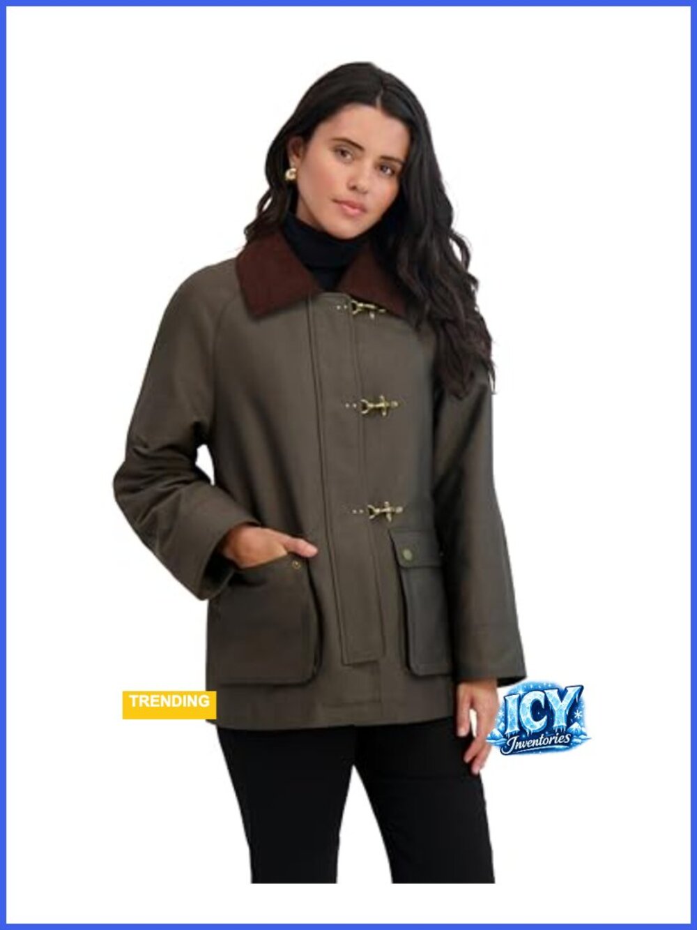 Cotton Blend Barn Jacket Snap Closure Fully Lined Cargo Pockets